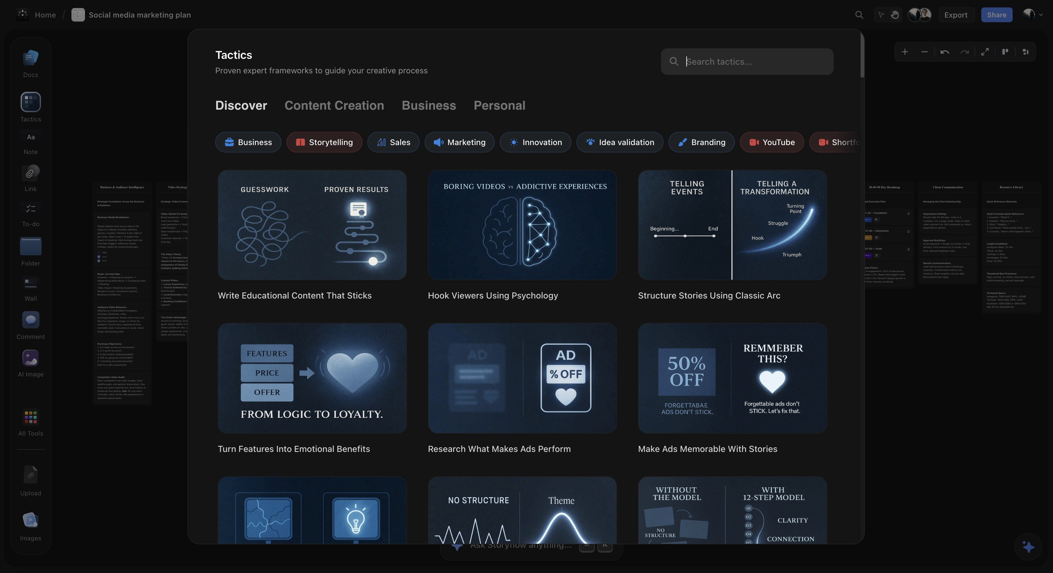 Storyflow Tactics blueprint selection